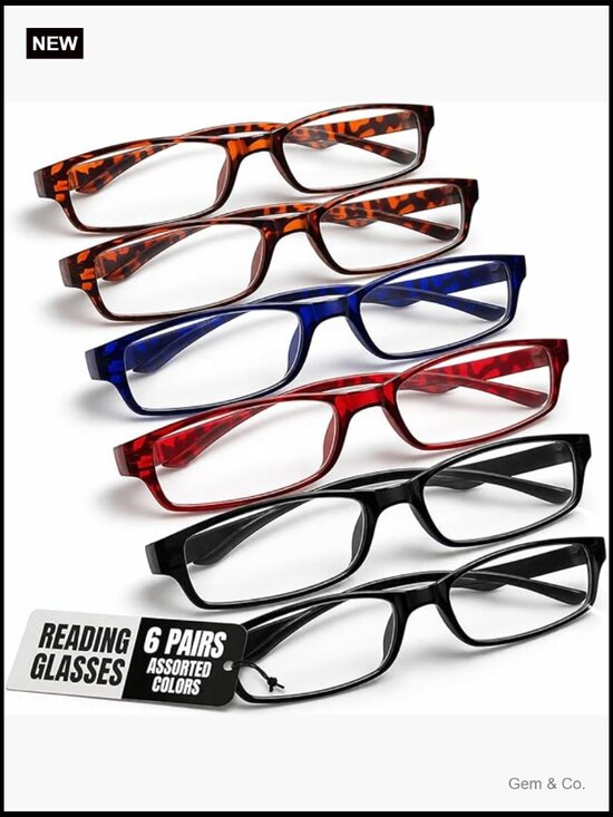 6 Pack Reading Glasses with Spring Hinges - Assorted Colors main image 7